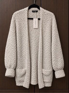 Mer Sea & Co. Cream Bouclé Open-Front Cardigan